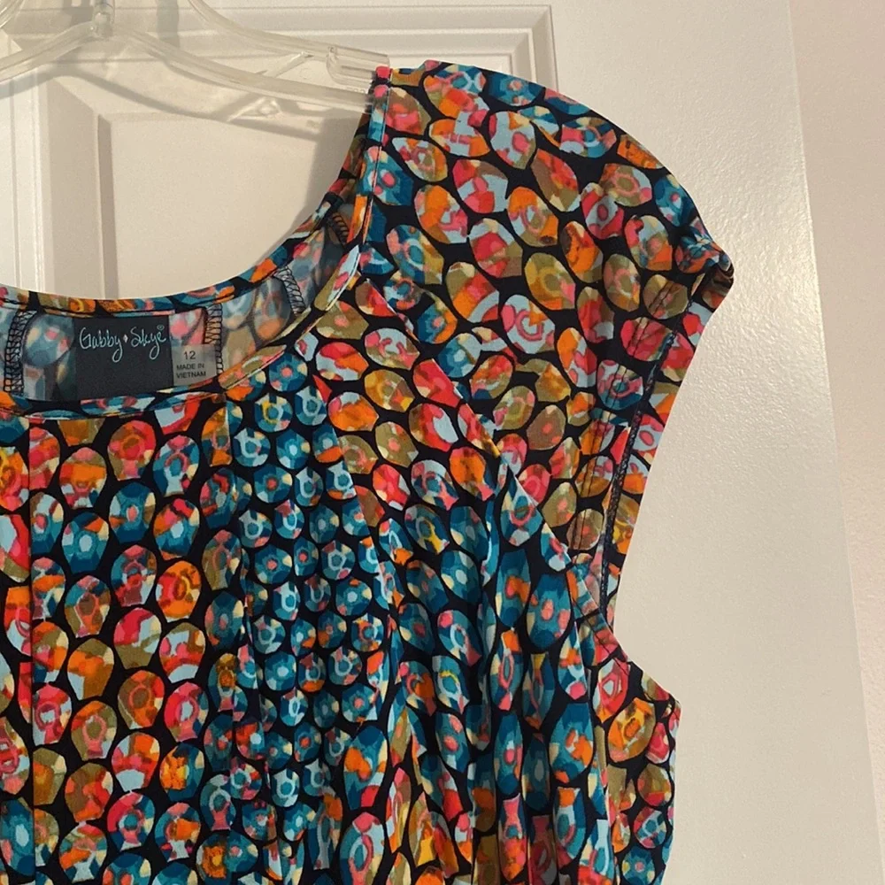 Multi-color patterned dress by Gabby Skye. Size 12. - Picture 4 of 4